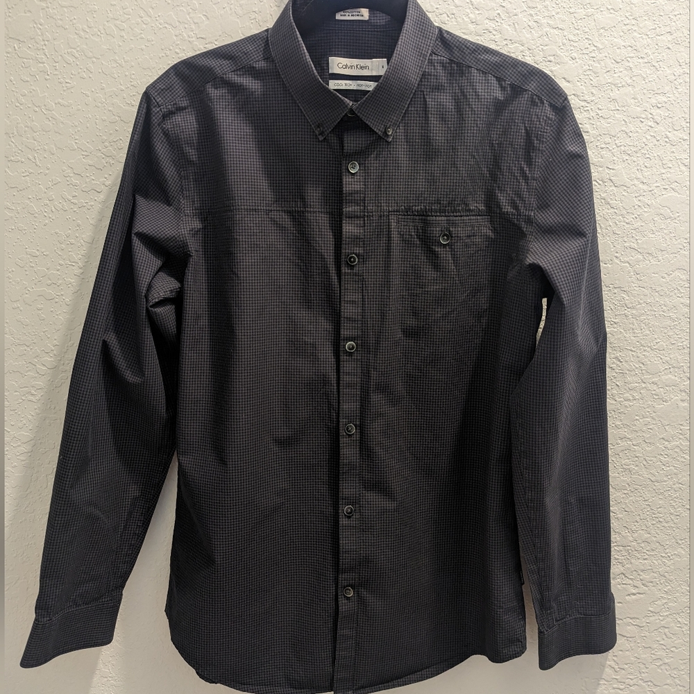 Men's Calvin Klein Grey Check Button Down Shirt